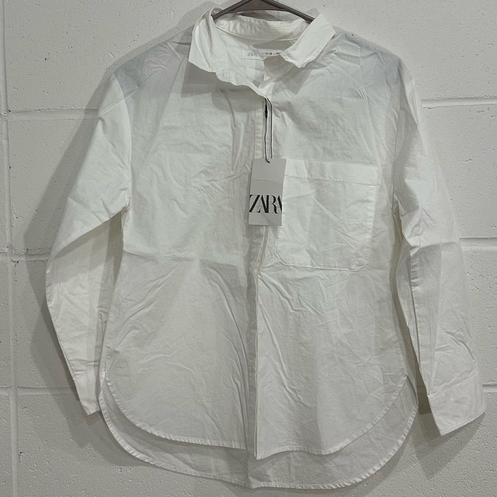 Zara Girls White button up Shirt | 11-12